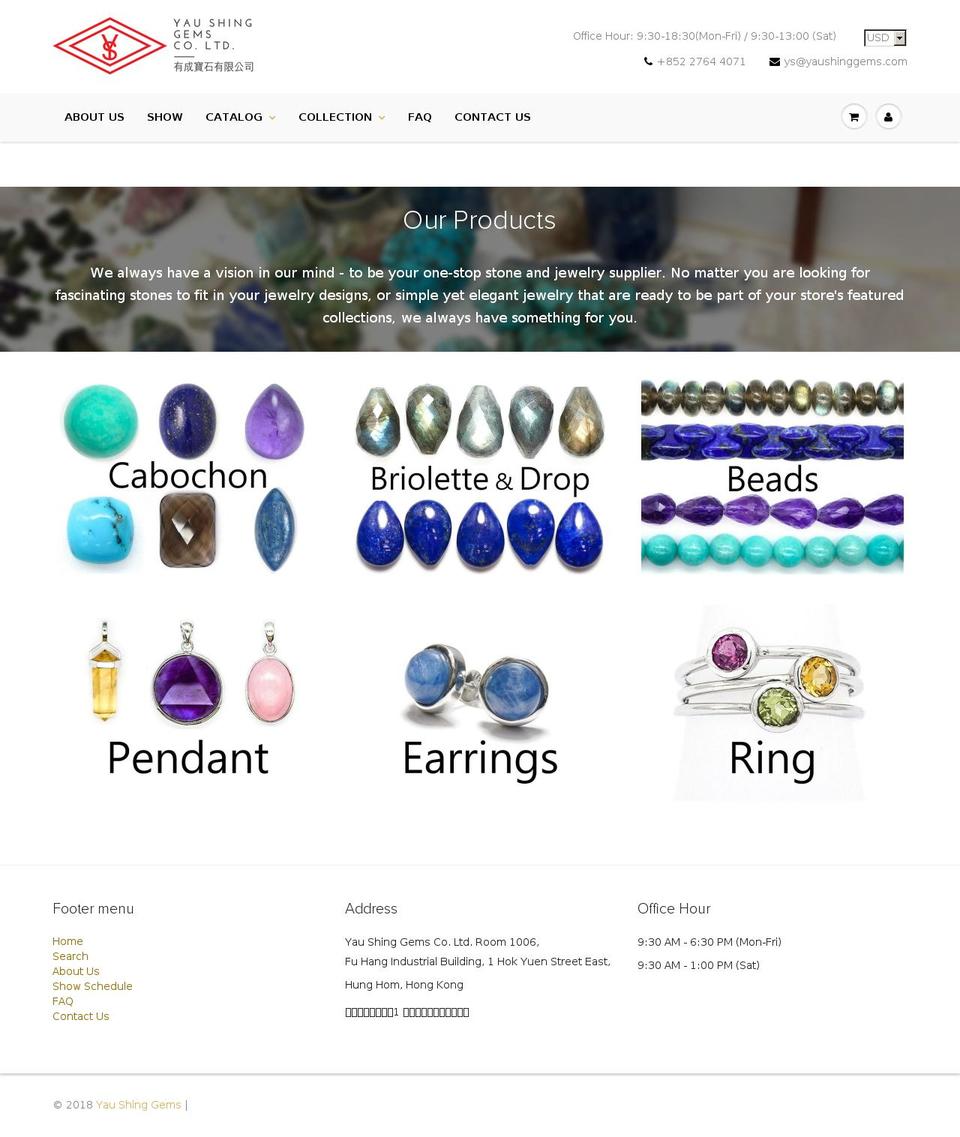yaushinggems.com shopify website screenshot