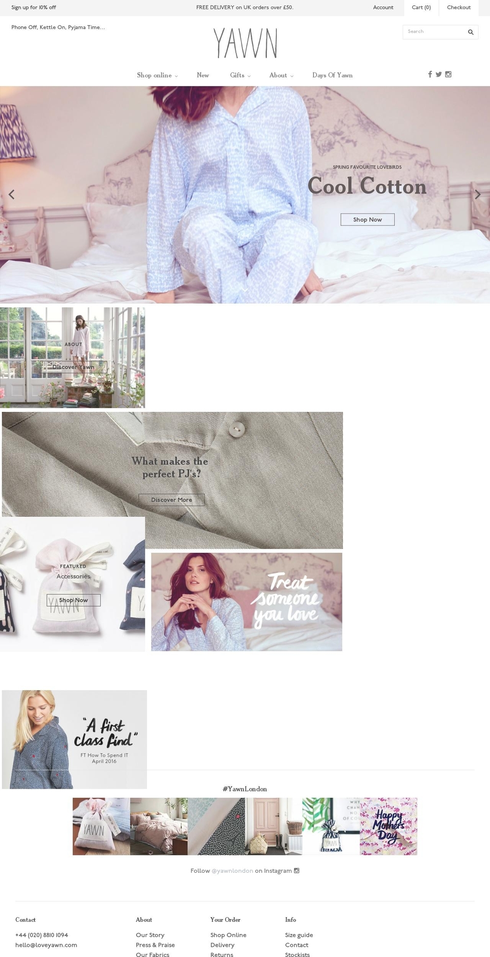 yawnlondon.com shopify website screenshot