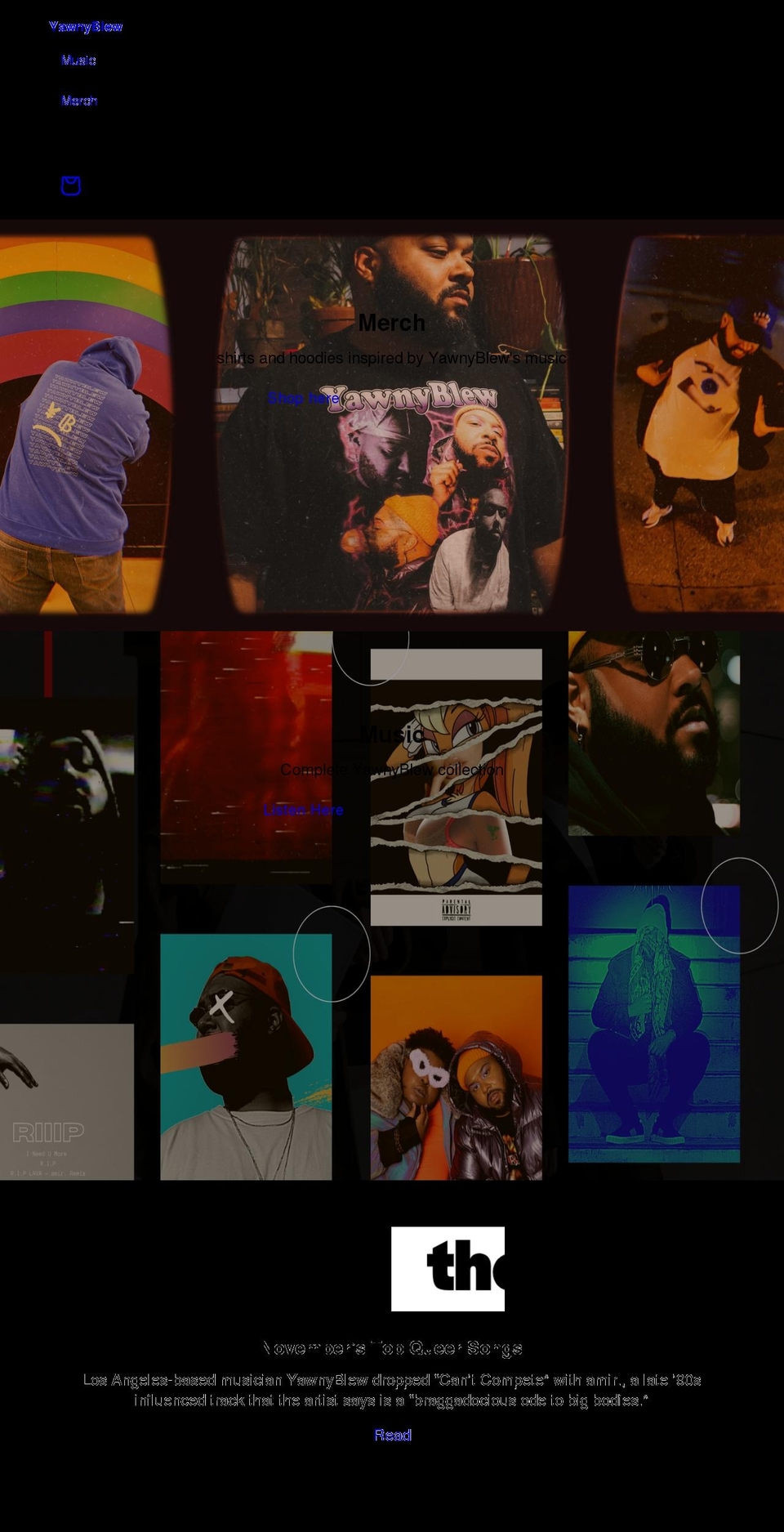 yawnyblew.com shopify website screenshot