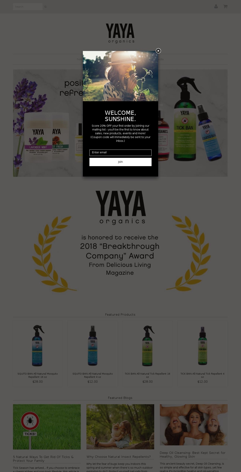 yayanaturals.com shopify website screenshot