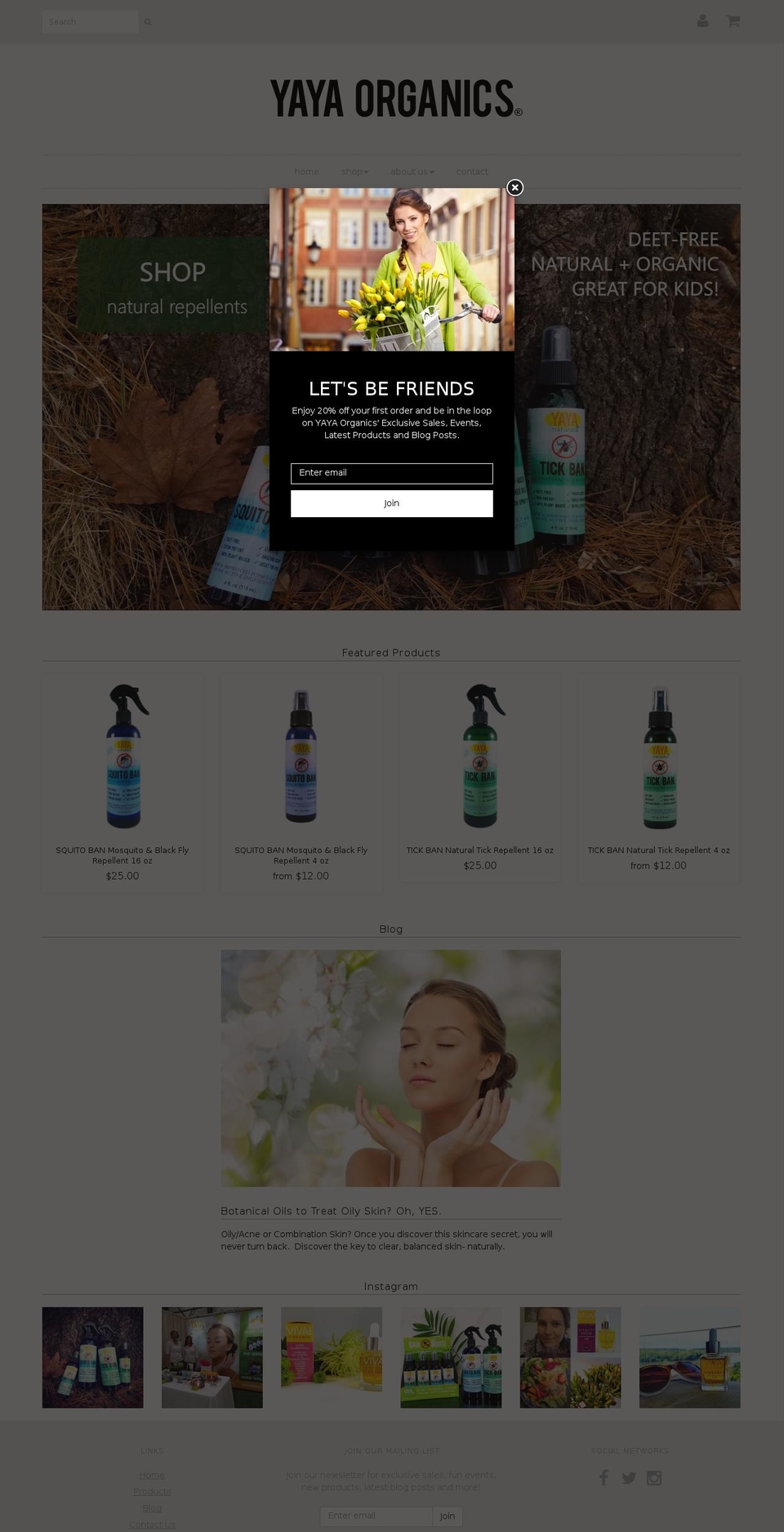 yayaorganics.com shopify website screenshot