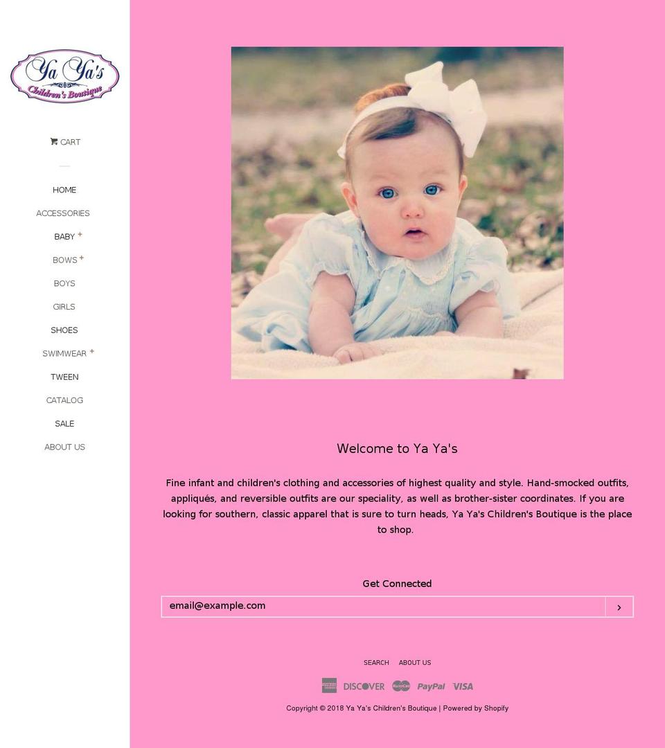 yayaschildrensboutique.com — Shopify storefront screenshot