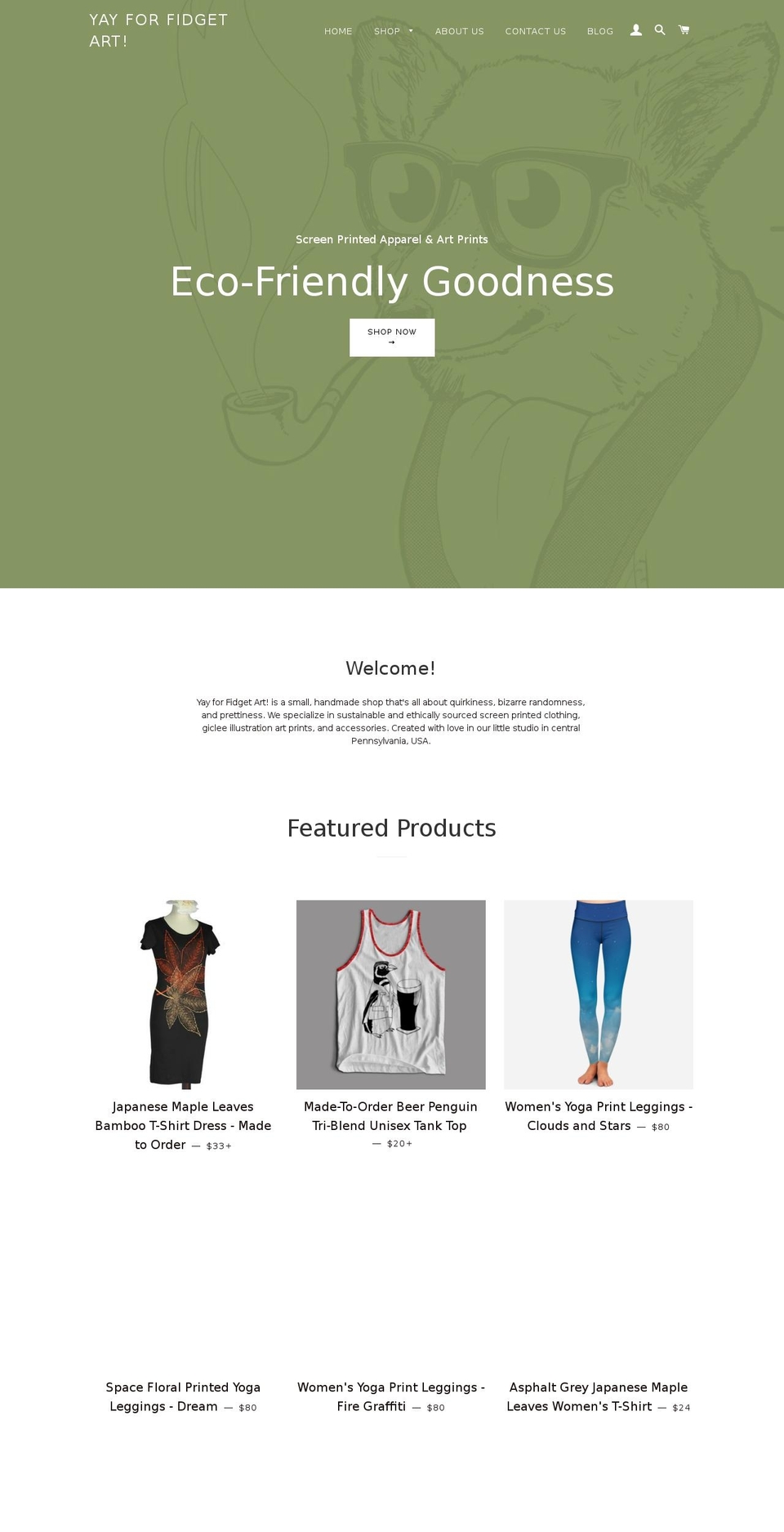 yayforfidgetart.com shopify website screenshot