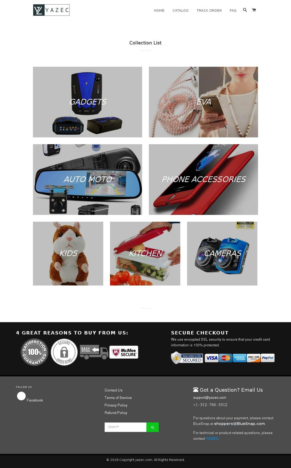 yazec.com shopify website screenshot