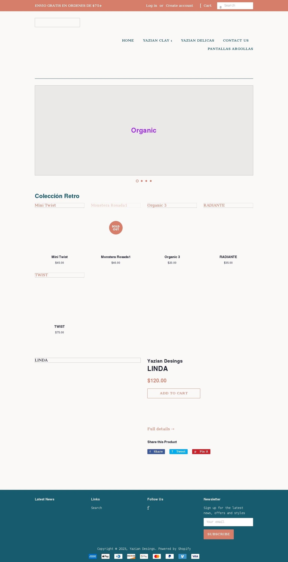 yaziandesigns.com shopify website screenshot