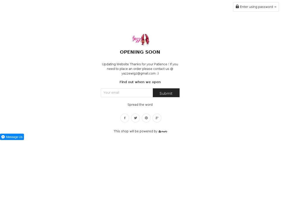 yazzewigz.com — Shopify storefront screenshot