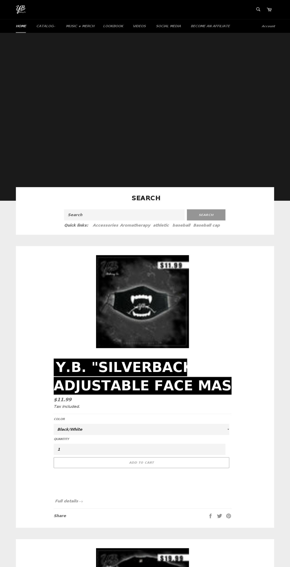 ybclothingco.com shopify website screenshot