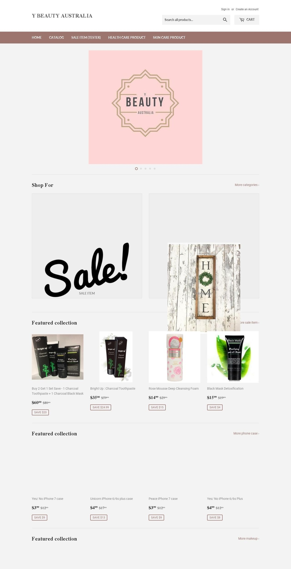 ybeautyaustralia.com — Shopify storefront screenshot