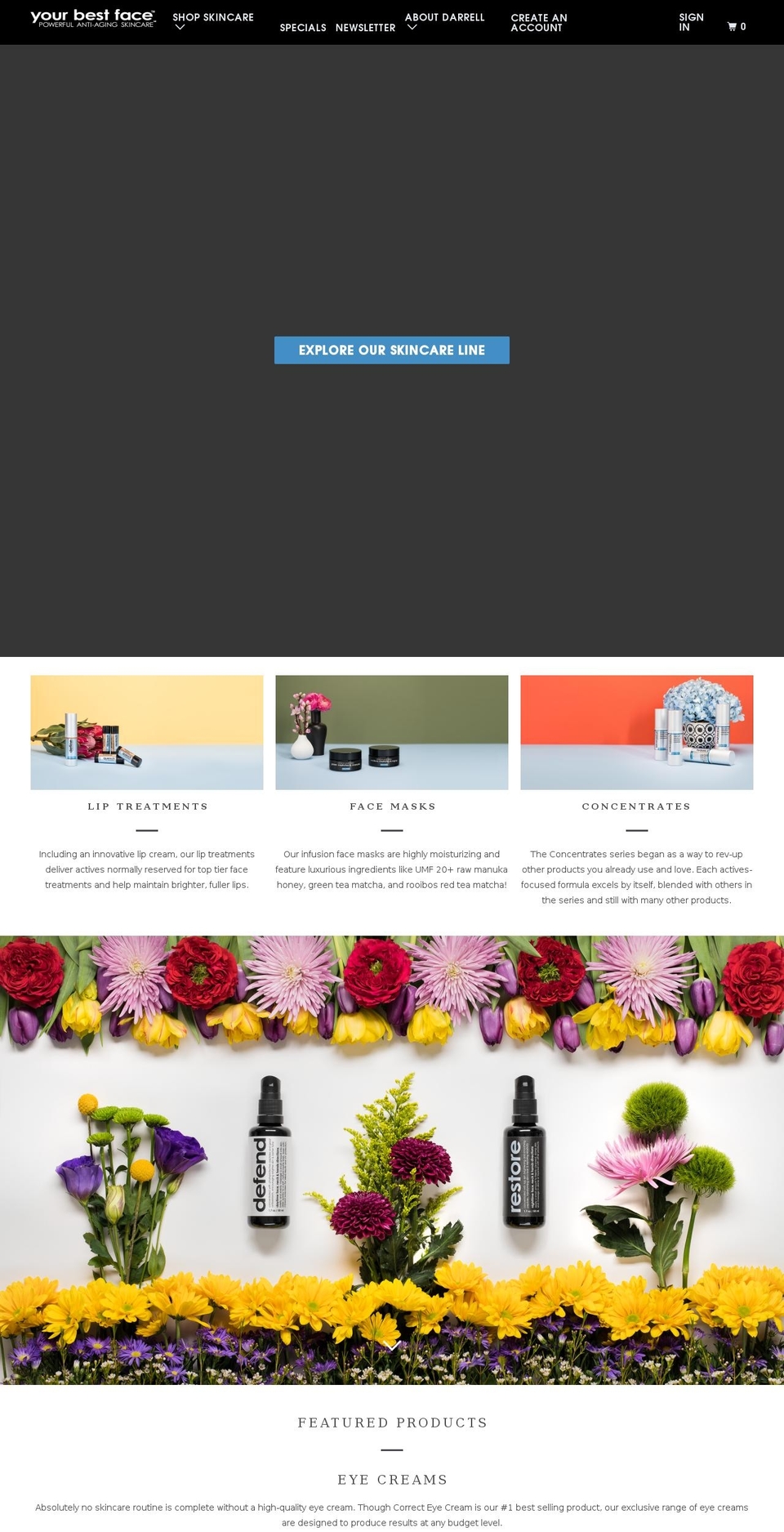 ybf-skincare.com shopify website screenshot