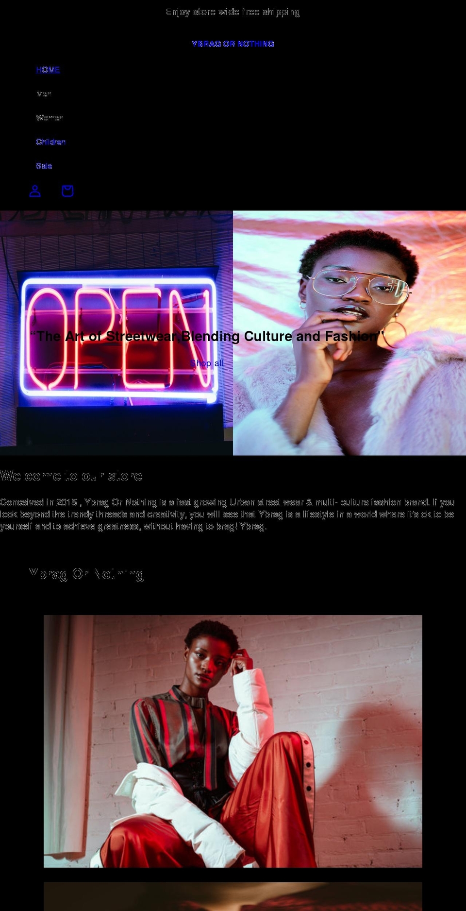 ybragornothing.com shopify website screenshot