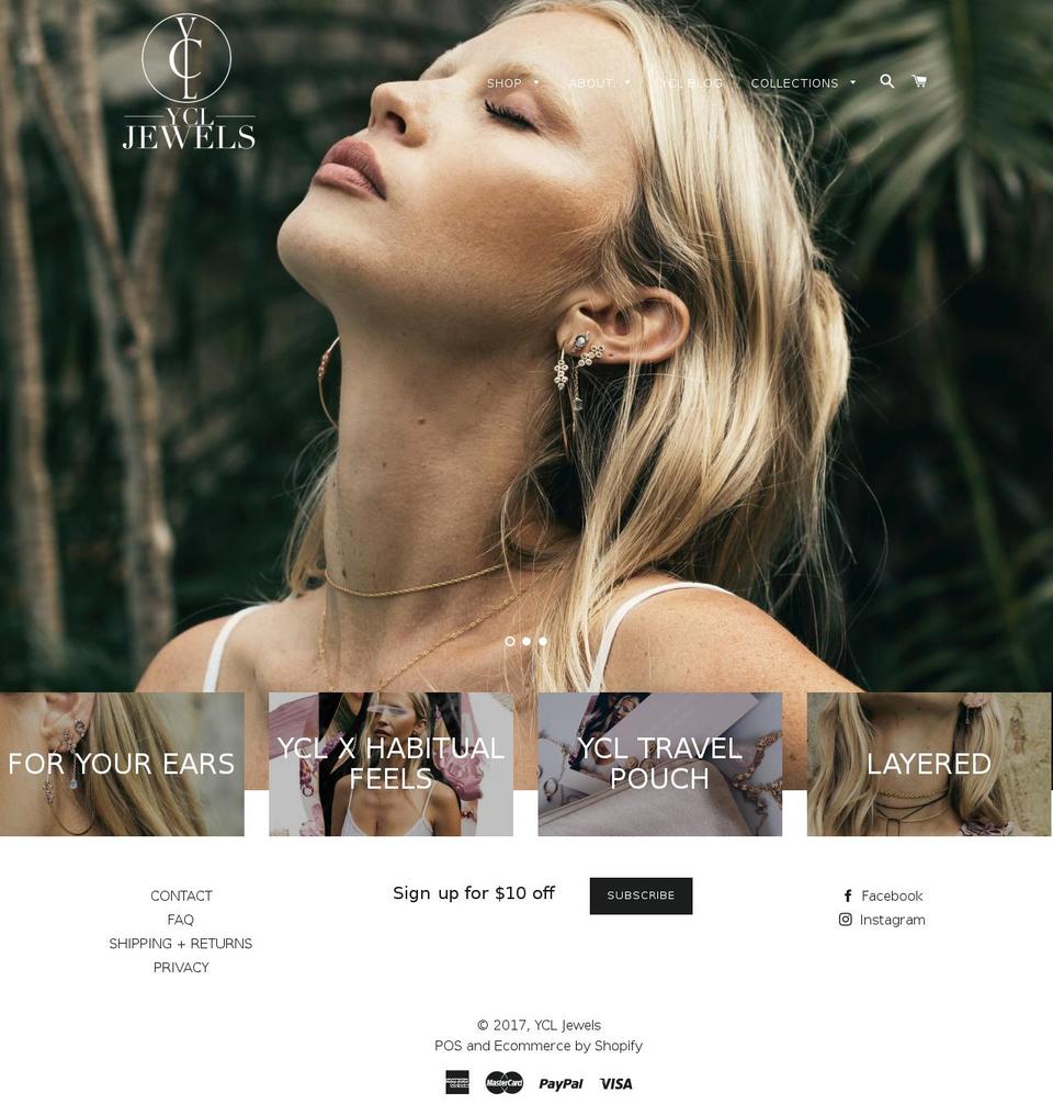 ycljewels.com shopify website screenshot