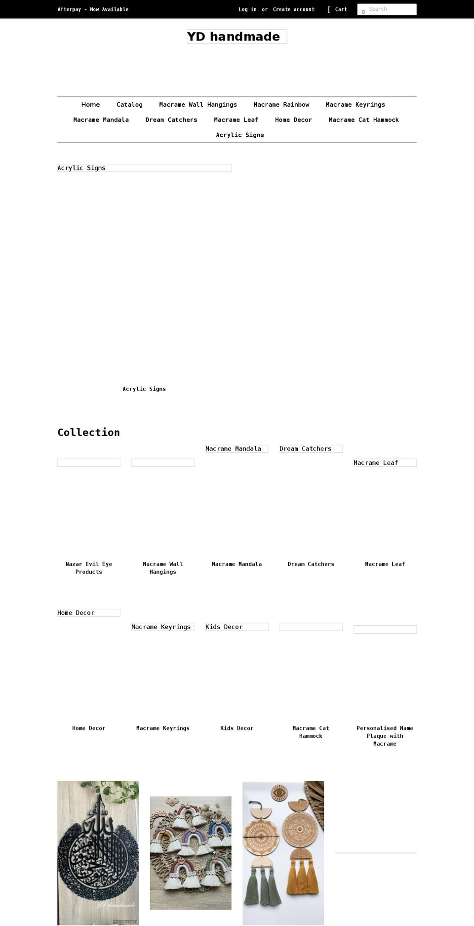 ydhandmade.com shopify website screenshot