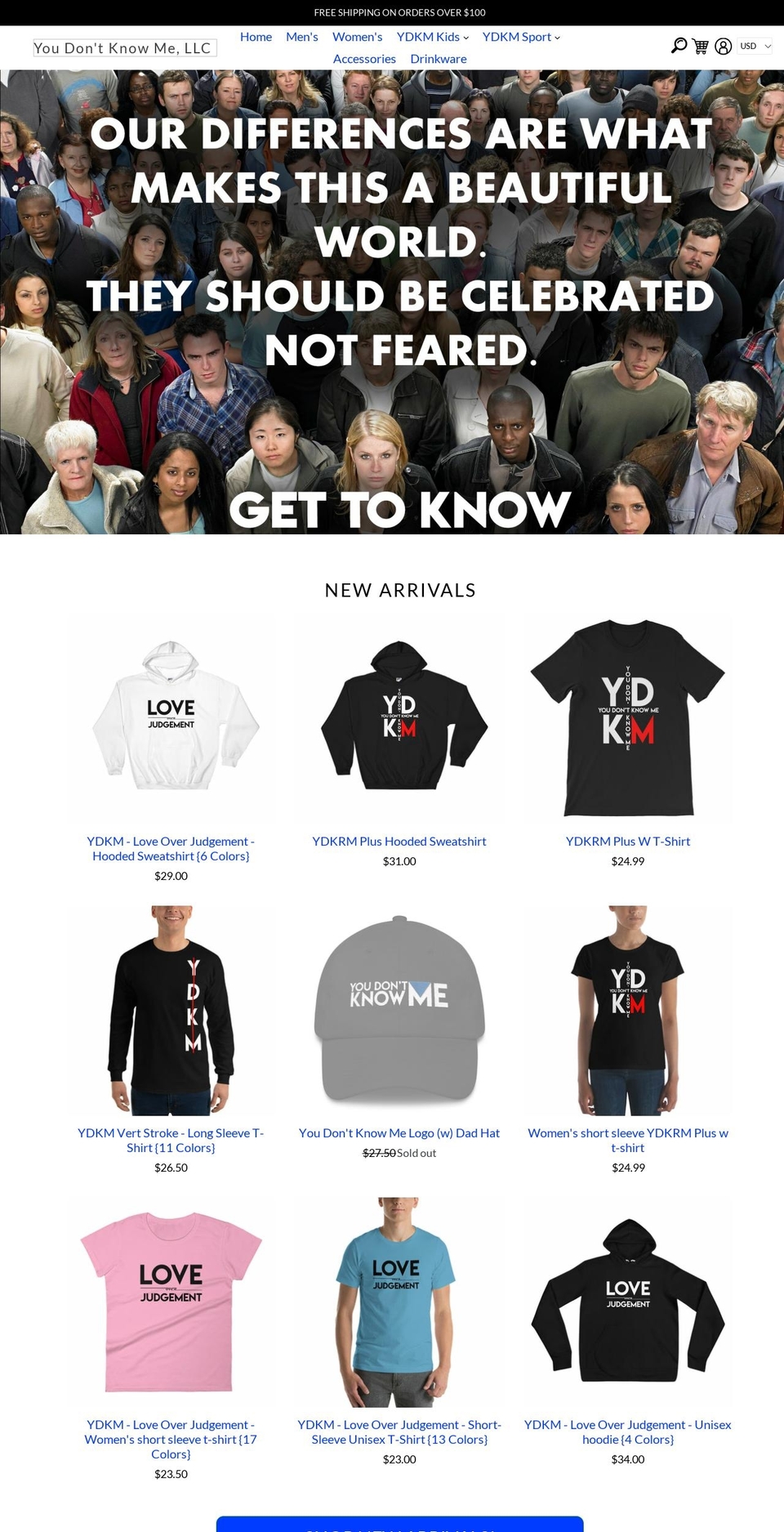 ydkmbrand.com shopify website screenshot