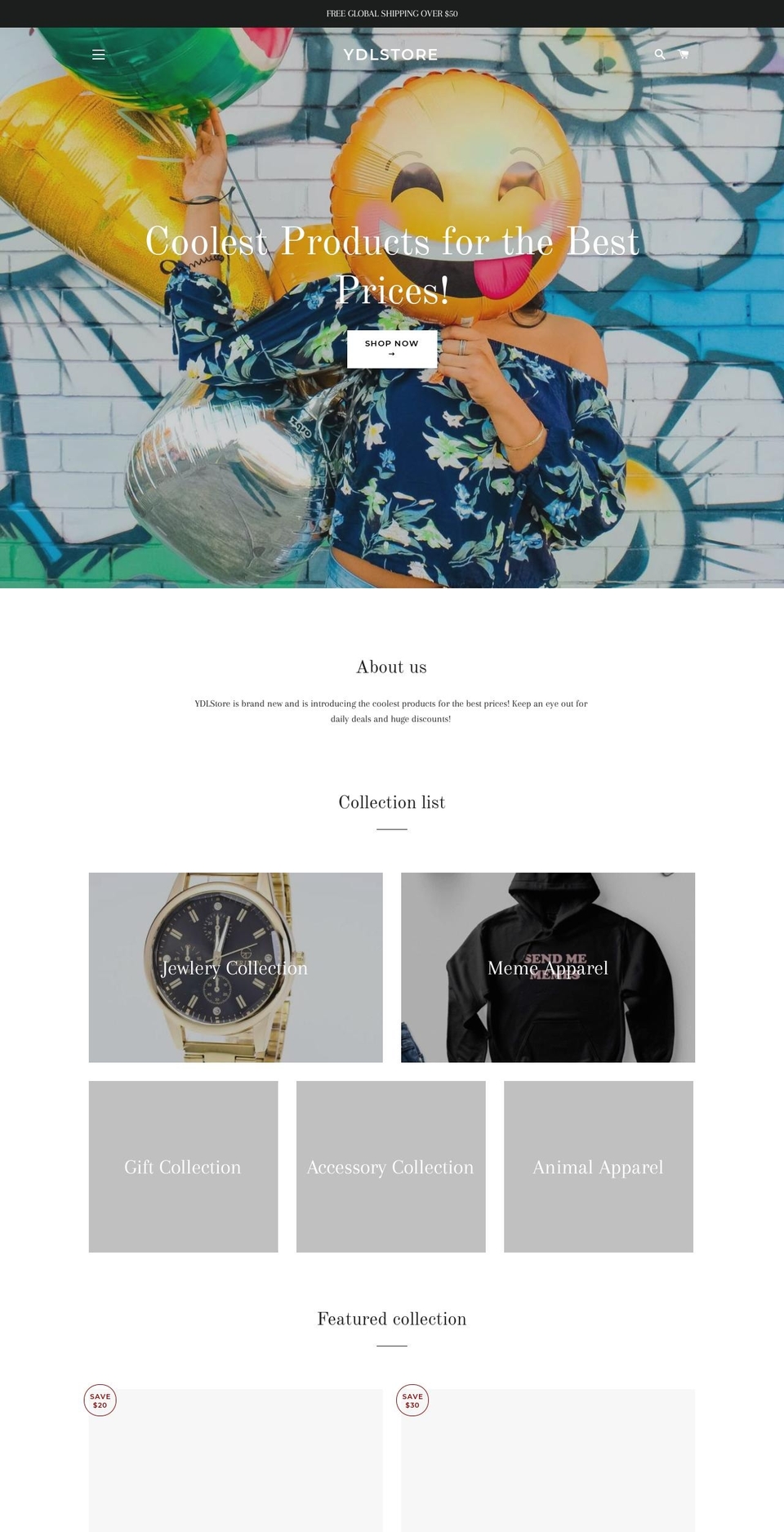 ydlstore.com — Shopify storefront screenshot