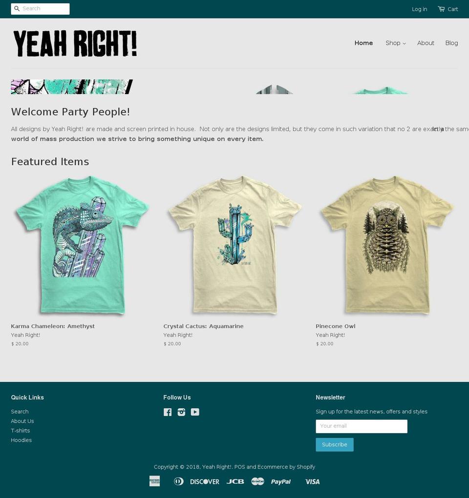 yeahrightdesigns.com shopify website screenshot
