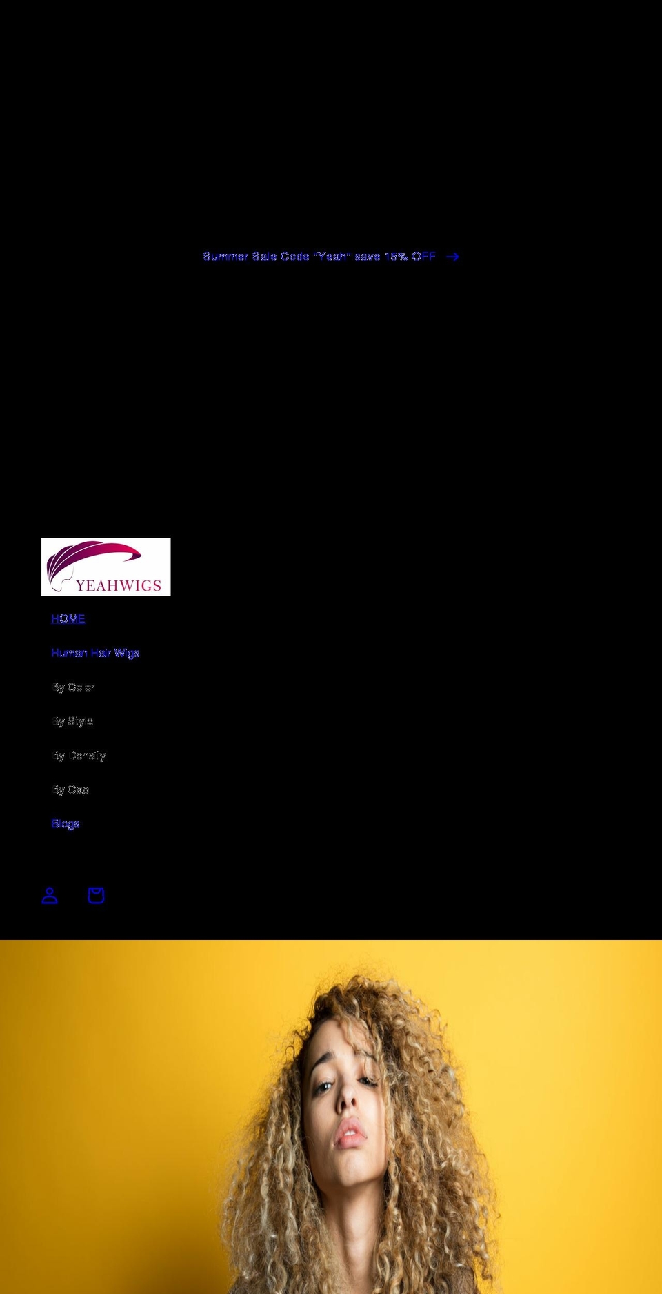 yeahwigs.com shopify website screenshot