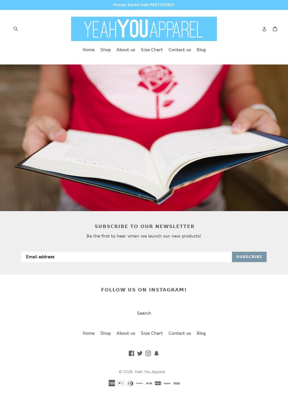 yeahyouapparel.com — Shopify storefront screenshot
