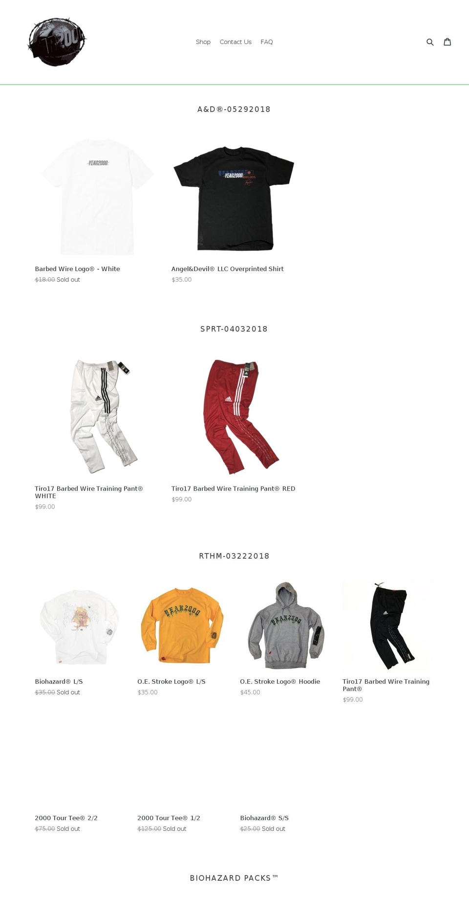 year2000.net shopify website screenshot