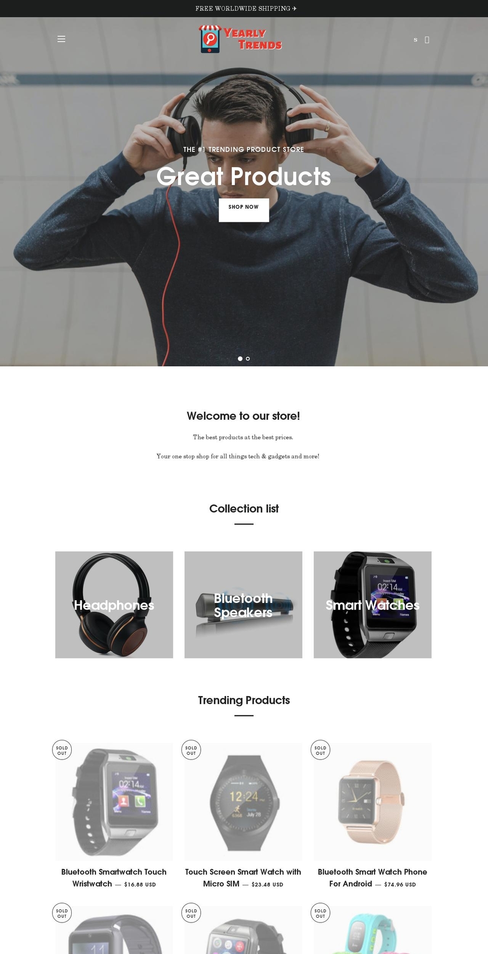 yearlytrends.com — Shopify storefront screenshot
