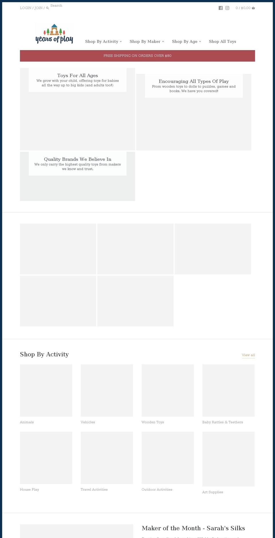 yearsofplay.com shopify website screenshot