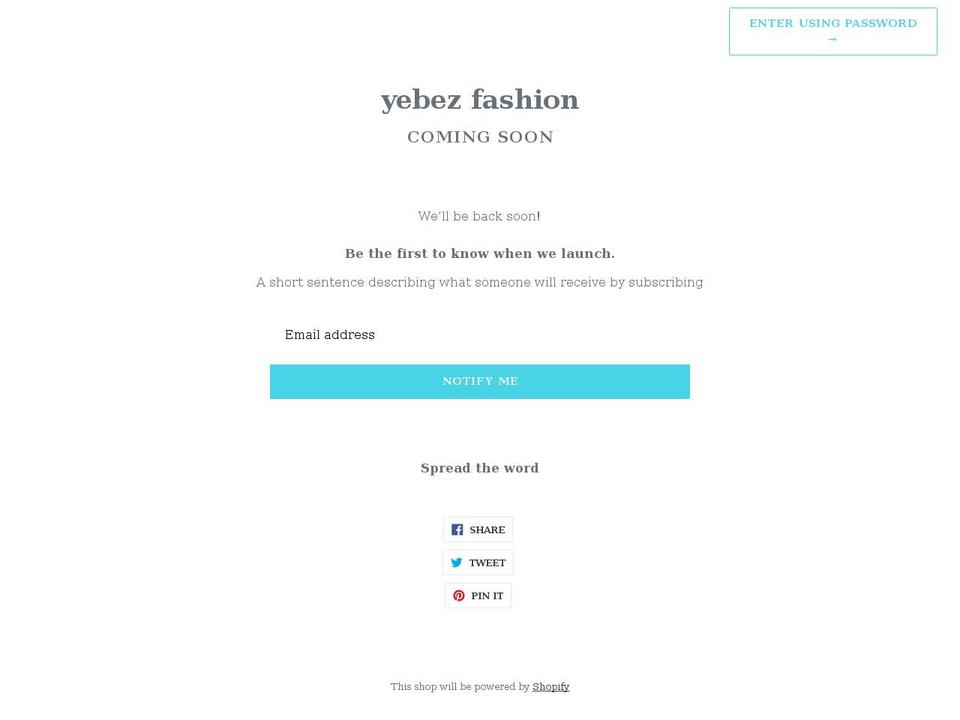 yebezfashion.com shopify website screenshot