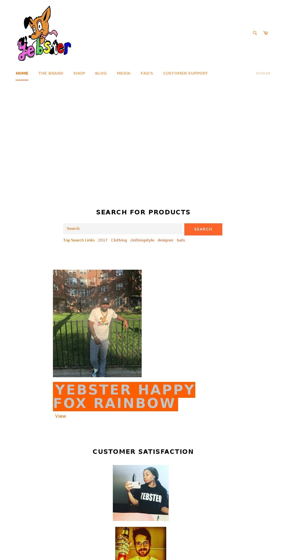 yebsterclothing.com — Shopify storefront screenshot