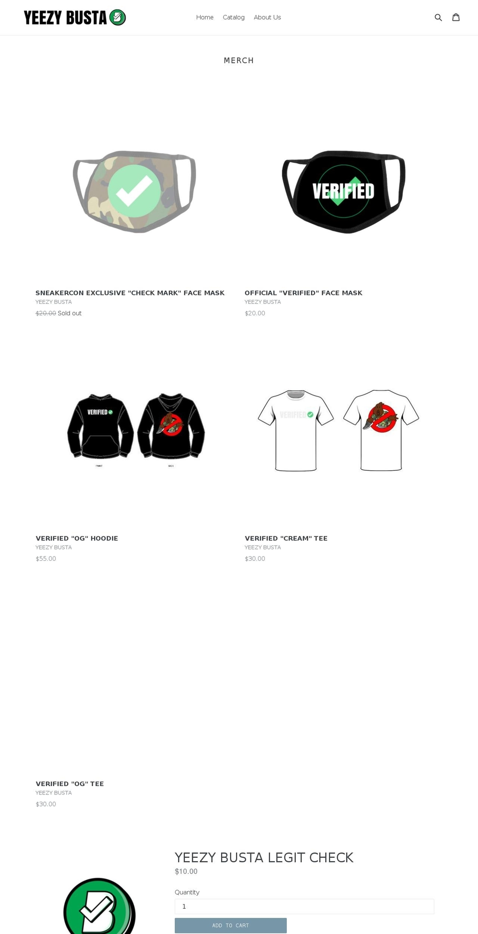 yeezybusta.com shopify website screenshot