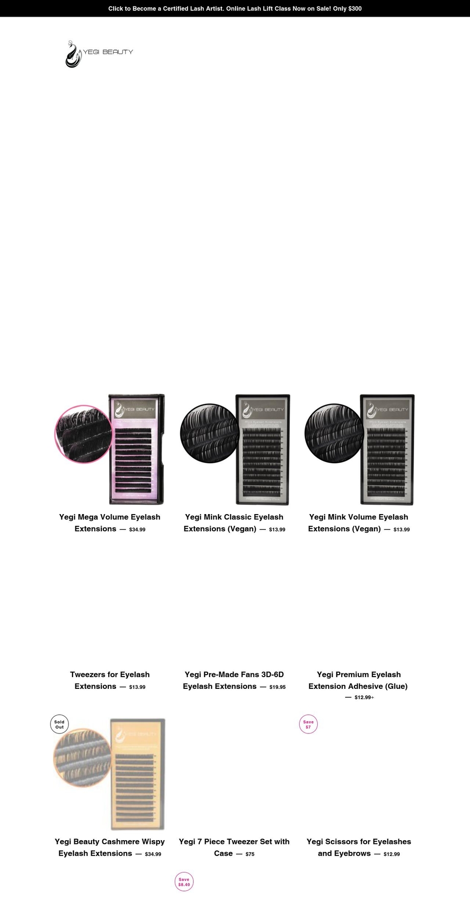 yegilashes.com — Shopify storefront screenshot