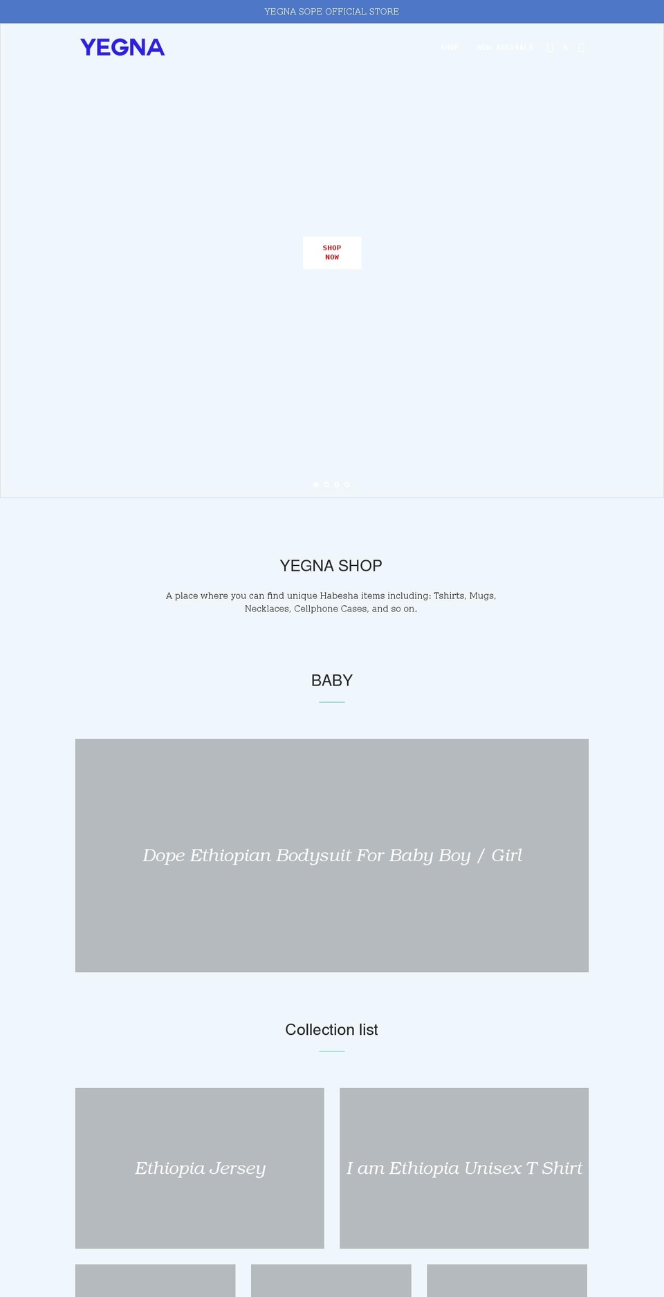 yegnashop.com shopify website screenshot
