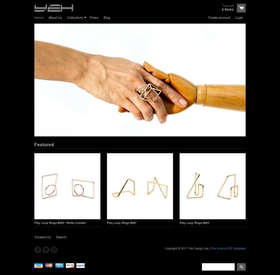 yehdesignlab.com shopify website screenshot