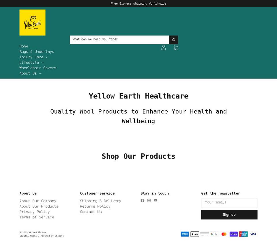 yehealthcare.com.au shopify website screenshot