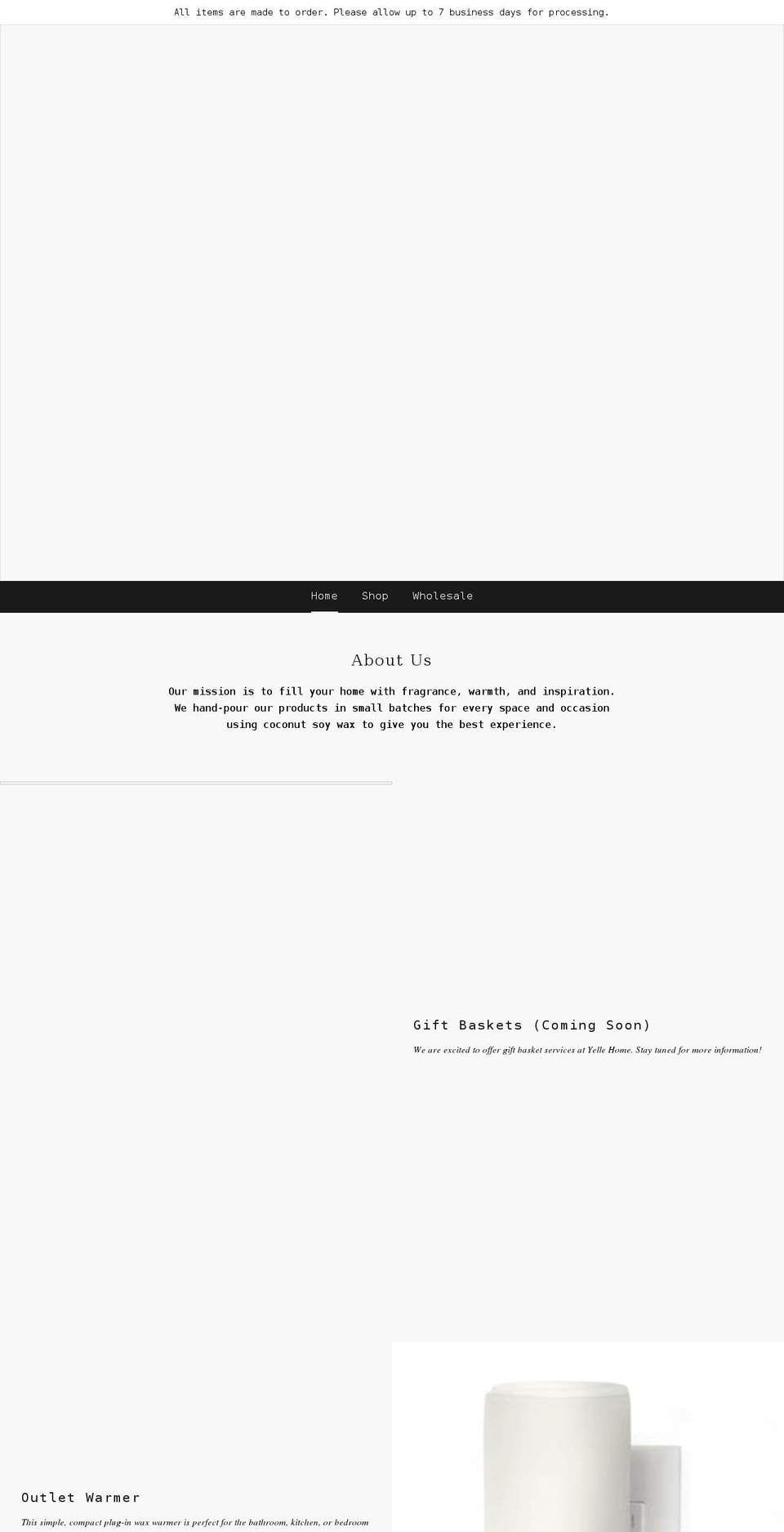yellehome.com shopify website screenshot