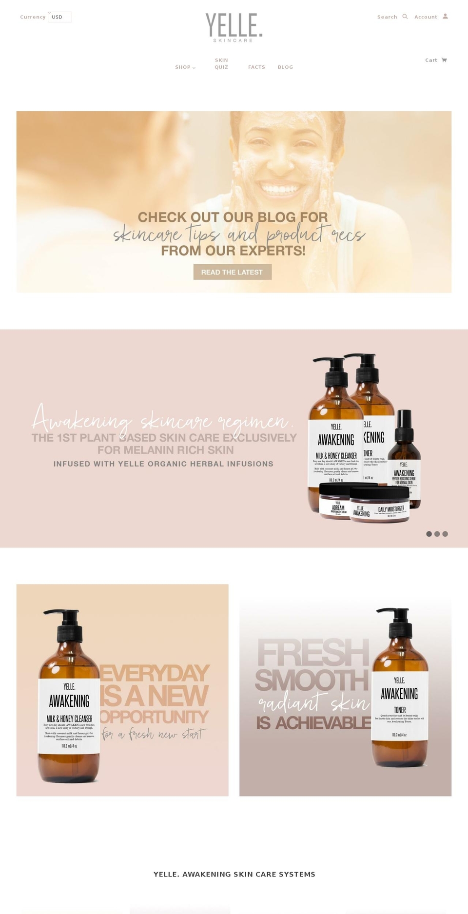yelleskincare.com shopify website screenshot