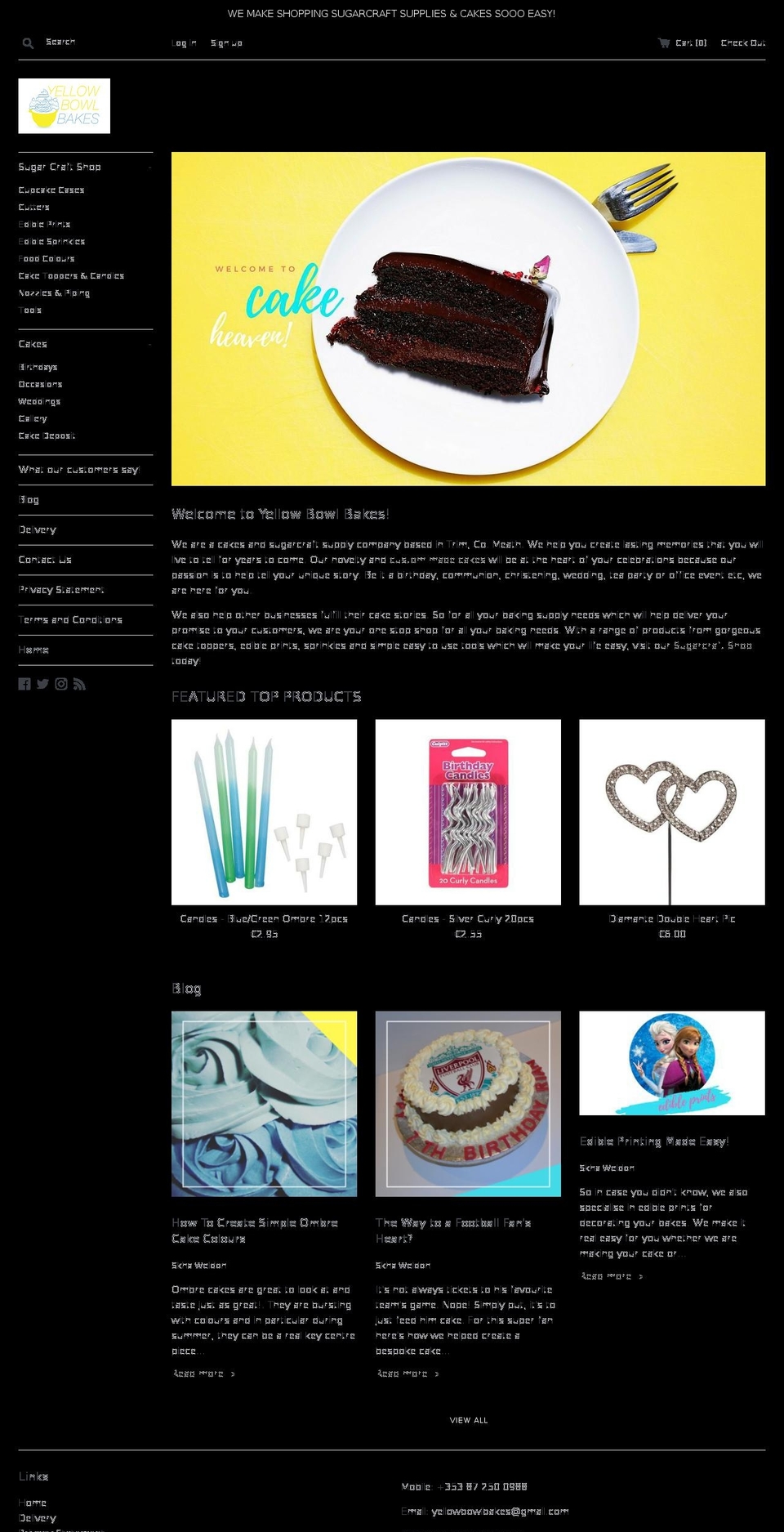 yellowbowlbakes.com — Shopify storefront screenshot