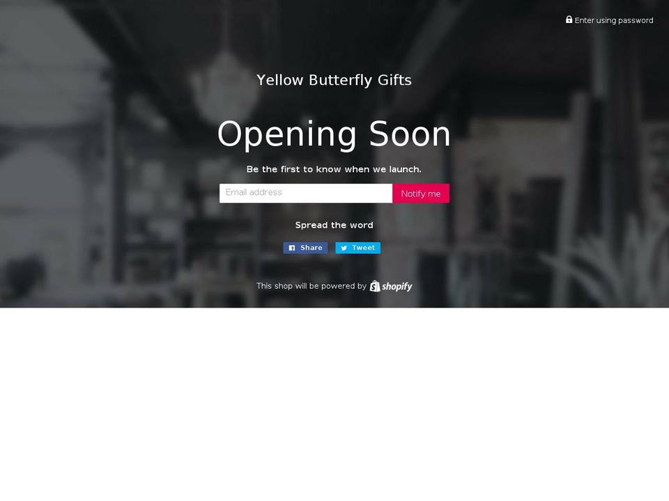 yellowbutterflygifts.com shopify website screenshot