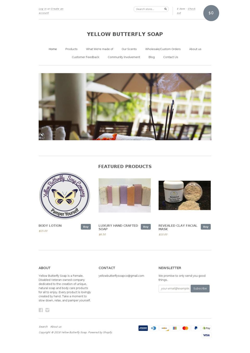 yellowbutterflysoap.com — Shopify storefront screenshot