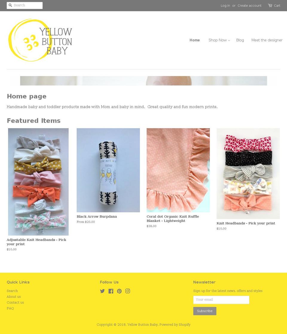 yellowbuttonbaby.com shopify website screenshot