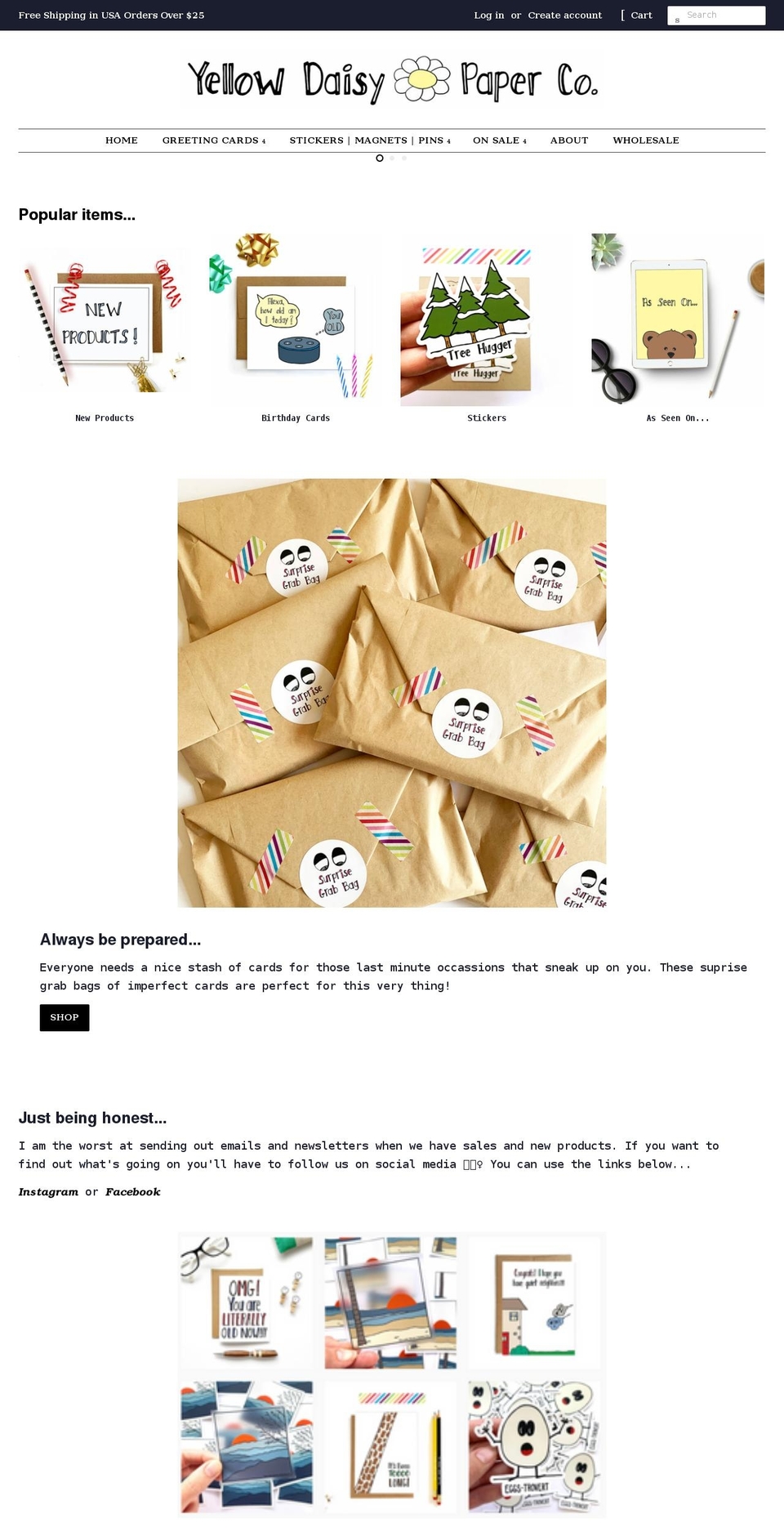 yellowdaisypaperco.com shopify website screenshot