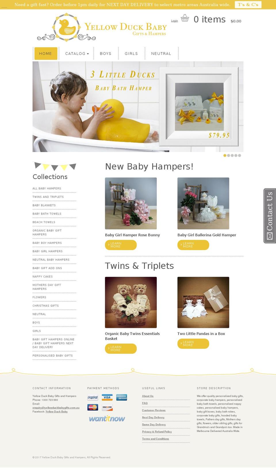 yellowduckbabygifts.com.au shopify website screenshot