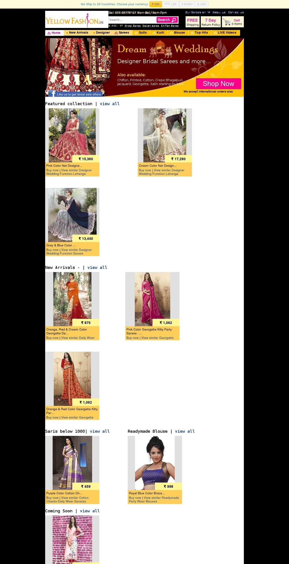 yellowfashions.in shopify website screenshot