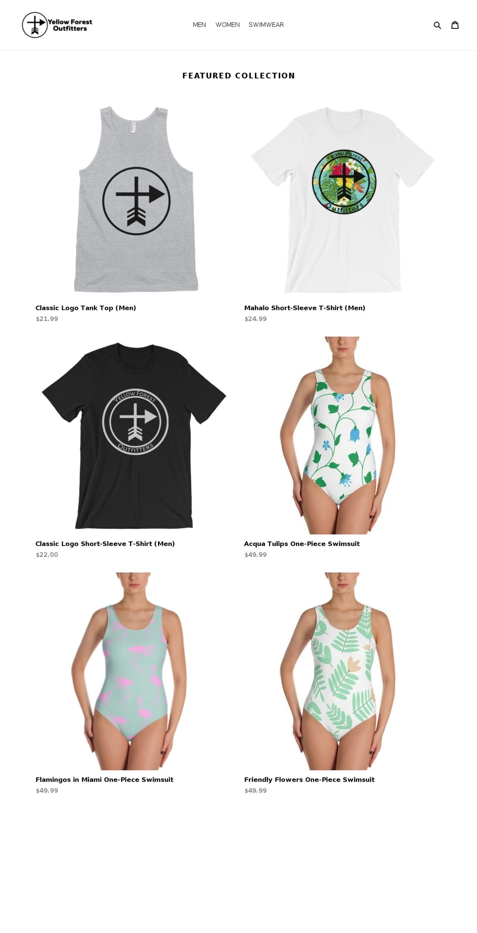 yellowforestoutfitters.com — Shopify storefront screenshot