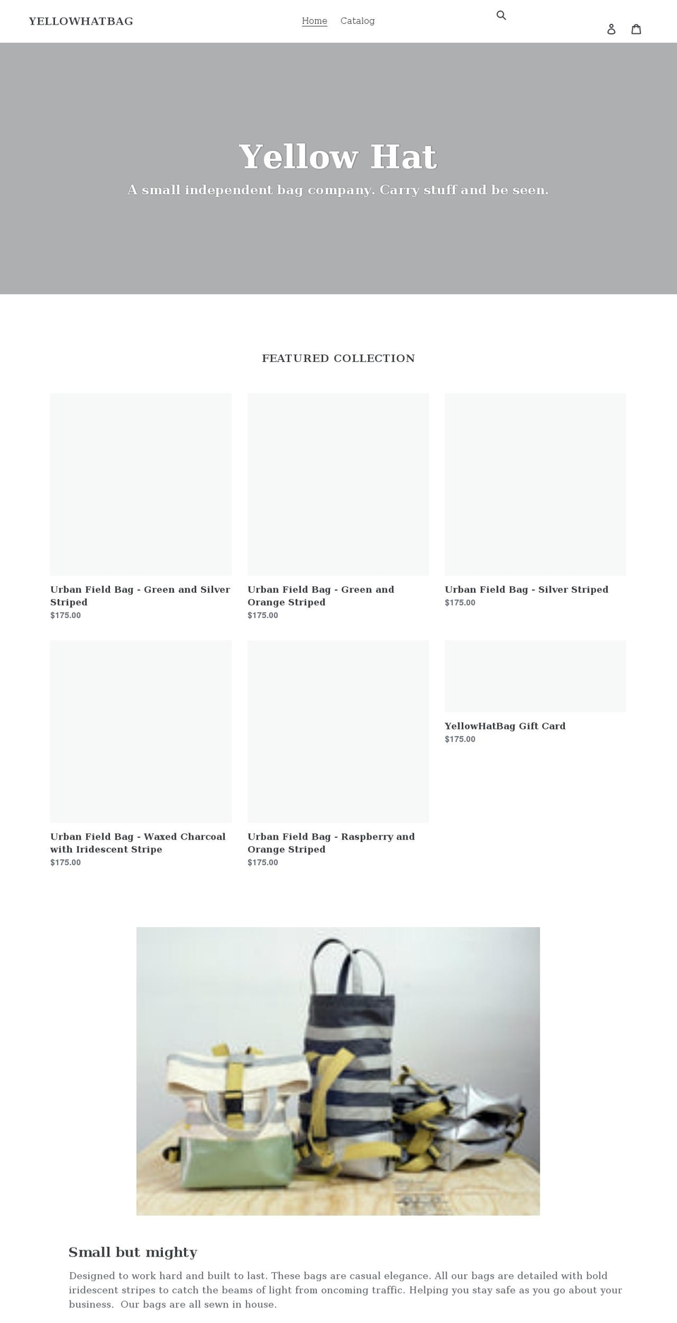 yellowhatbag.com shopify website screenshot