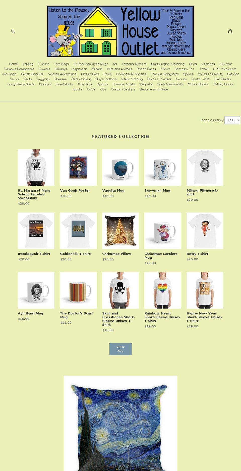 yellowhouseoutlet.com — Shopify storefront screenshot