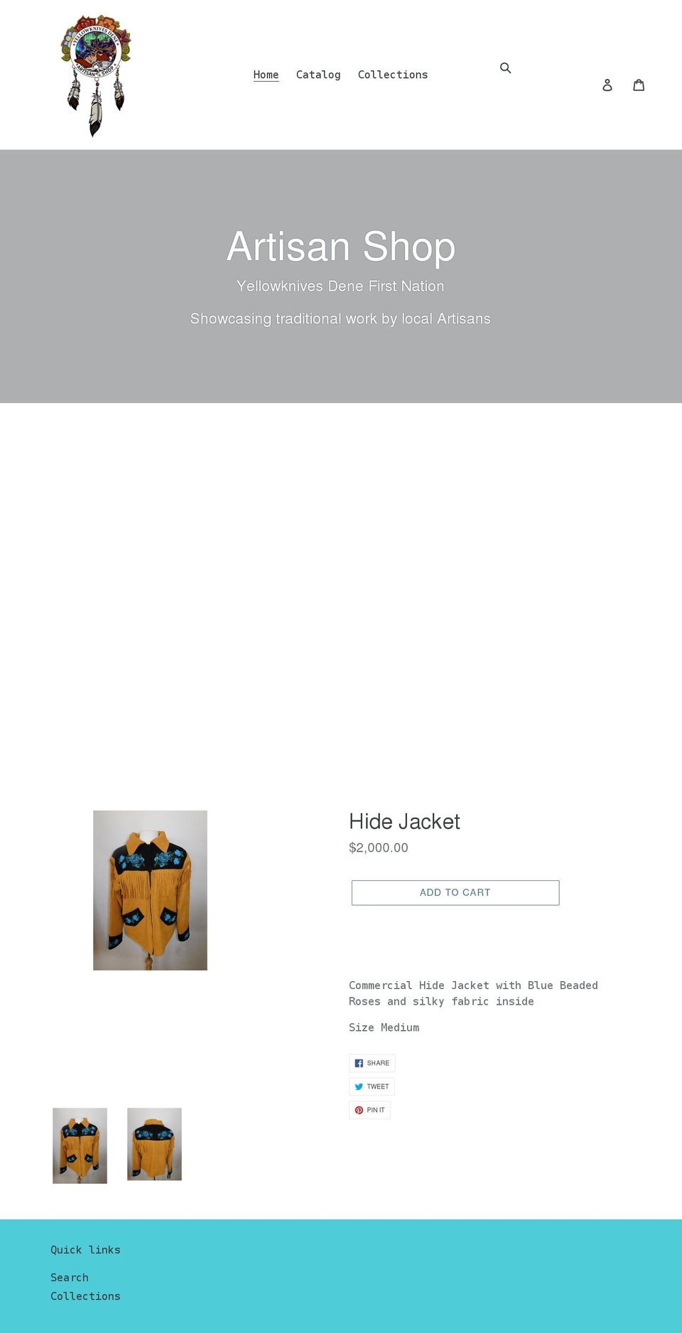 yellowknives-dene-artisan-shop.myshopify.com shopify website screenshot