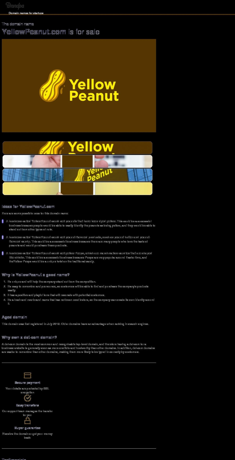 yellowpeanut.com — Shopify storefront screenshot