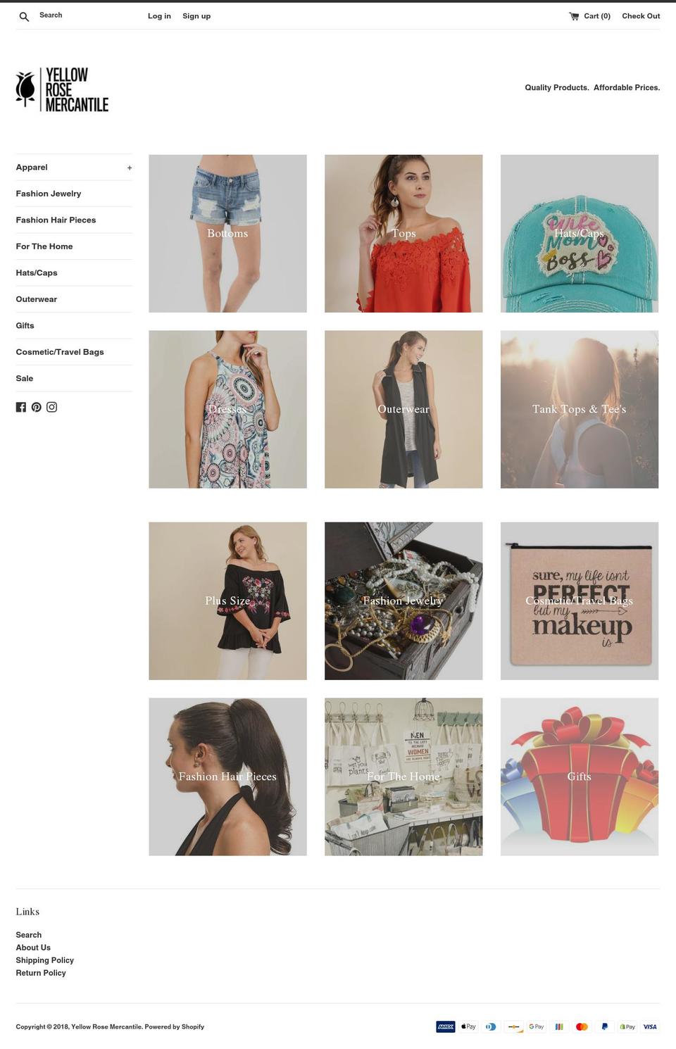 yellowrosemercantile.com — Shopify storefront screenshot