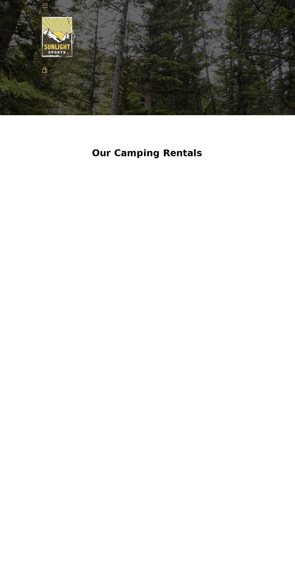 yellowstonecampingrentals.com — Shopify storefront screenshot