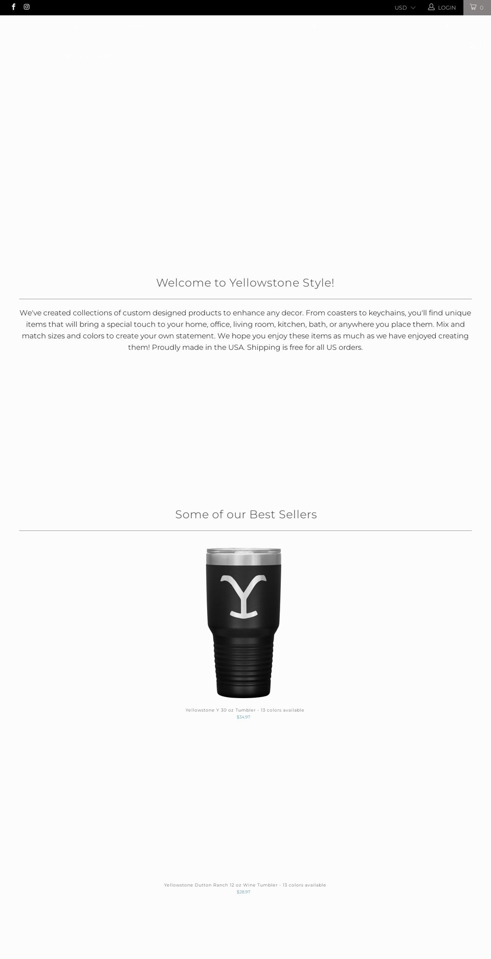 yellowstonestyle.com shopify website screenshot