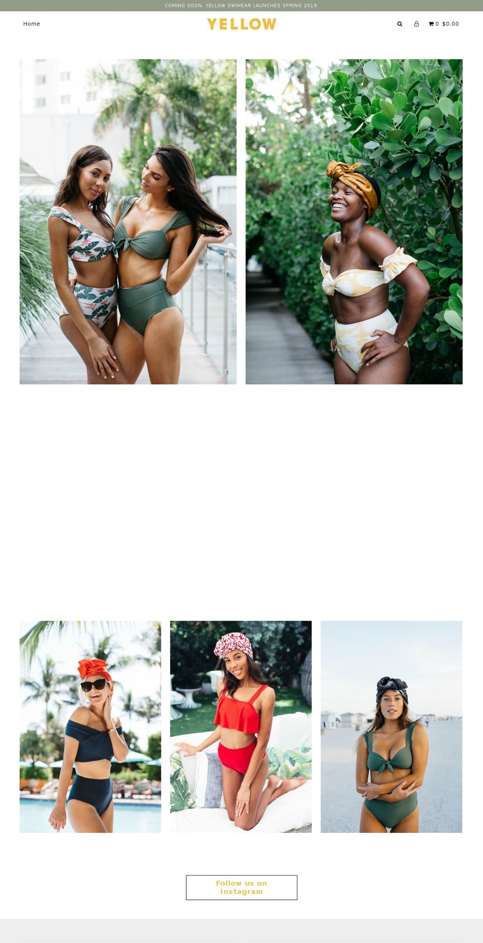 yellowswimwear.com shopify website screenshot