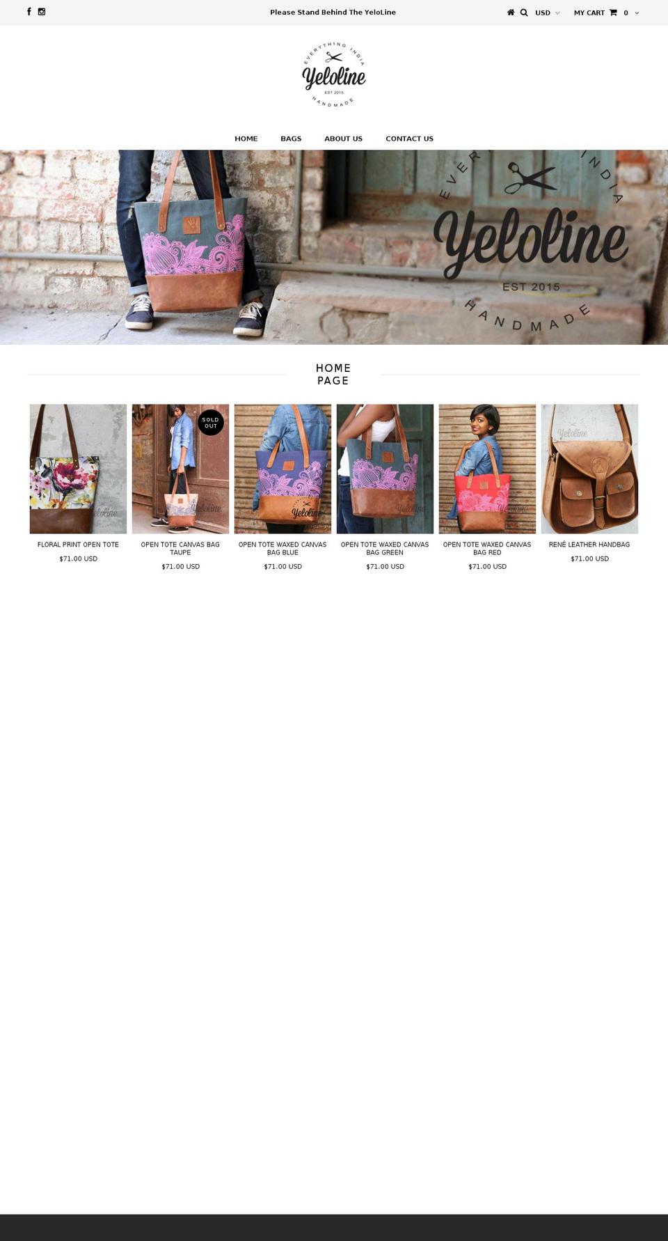 yeloline.com shopify website screenshot
